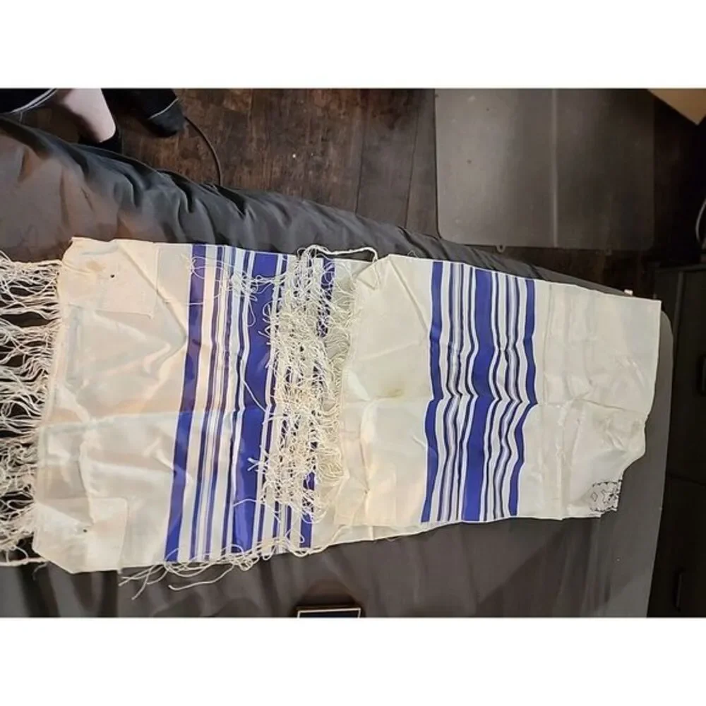 Blue and Silver Stripe Shvotim Tallis‎ 58 Long X 15 Wide